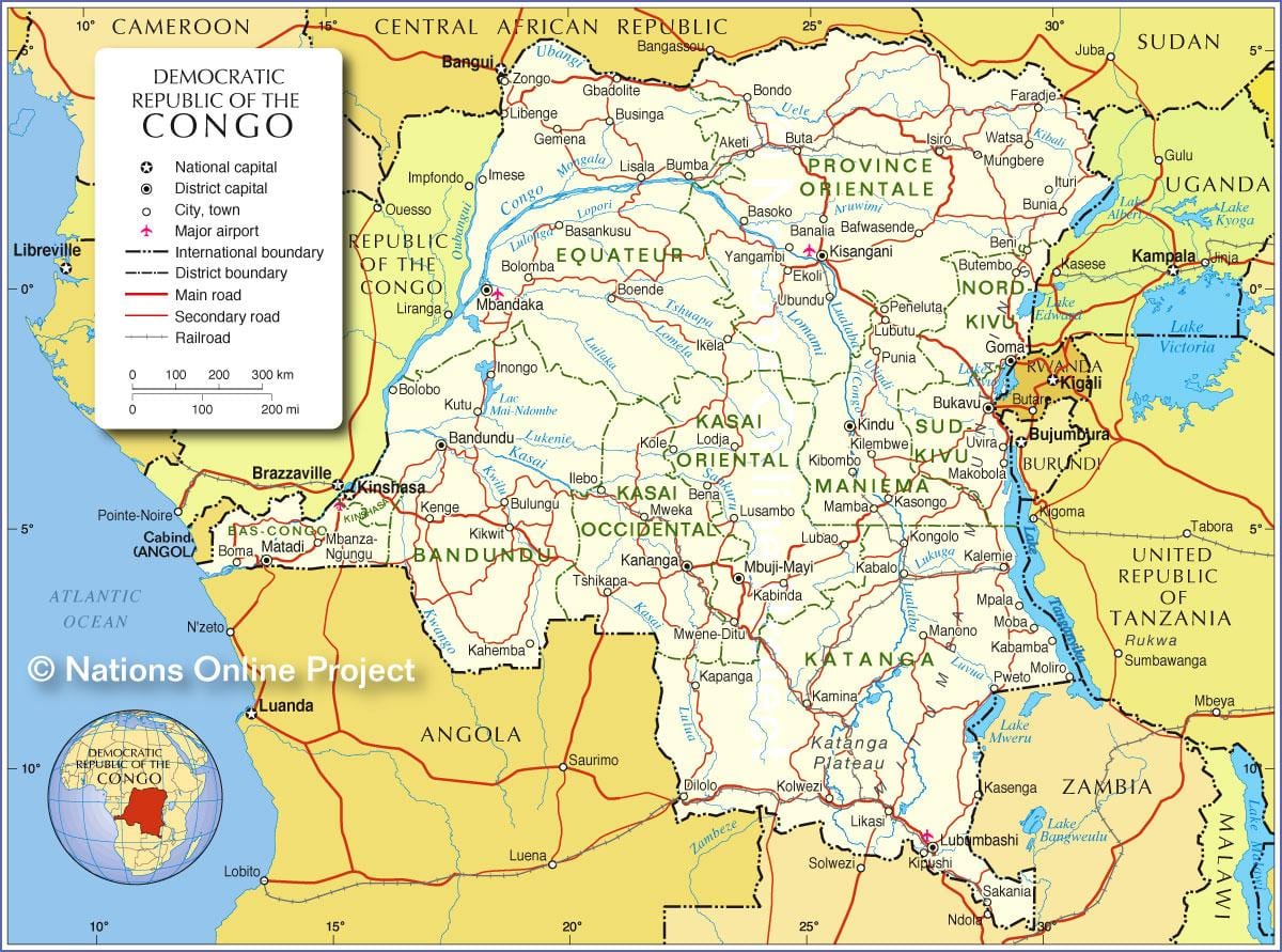 Kongo Demokratik Cumhuriyeti haritası